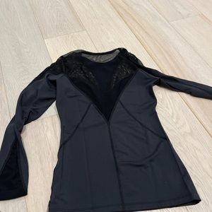 MICHI black workout top with mesh detailing